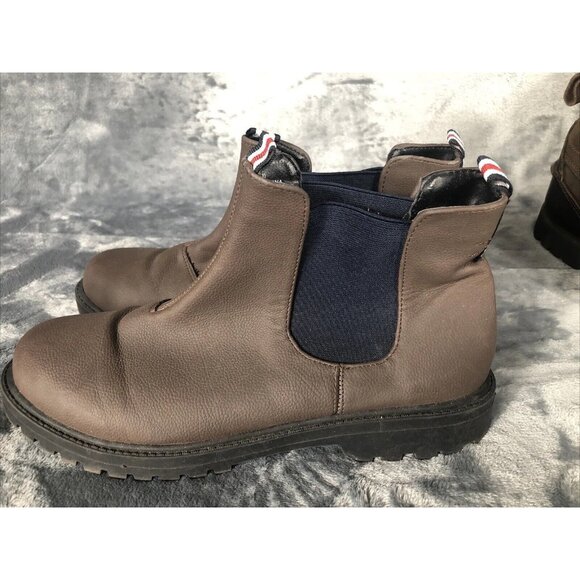 Brown Chelsea Ankle Boots Mens With Elastic Side Panels & Tricolor Tabs - Picture 4 of 10